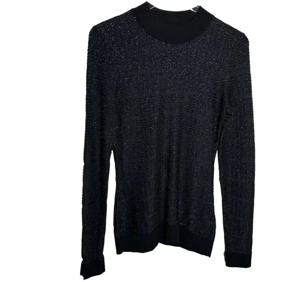 Roland Mouret metallic black knit semi-sheer sweater top womens size Medium - Picture 7 of 7